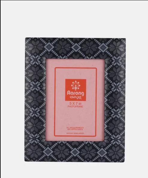 Black Printed Genuine Leather Photo Frame